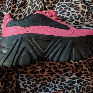 black and pink platform shoes